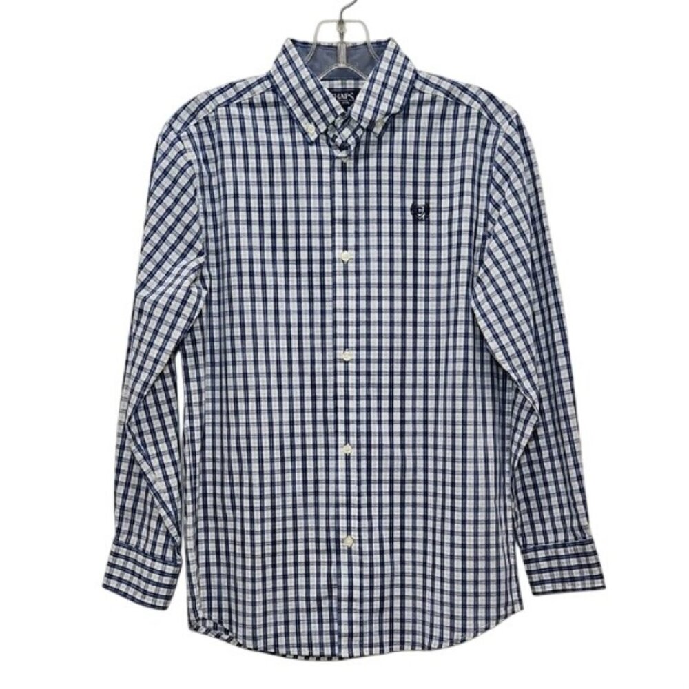 Chaps Long Sleeve Button Down Plaid Dress Shirt Large 14/16 Boy's Preppy Party